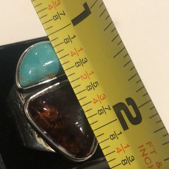 JAY KING Desert Rose Trading Company Turquoise Amber Sterling Silver Ring 8-3/4 - Picture 13 of 16